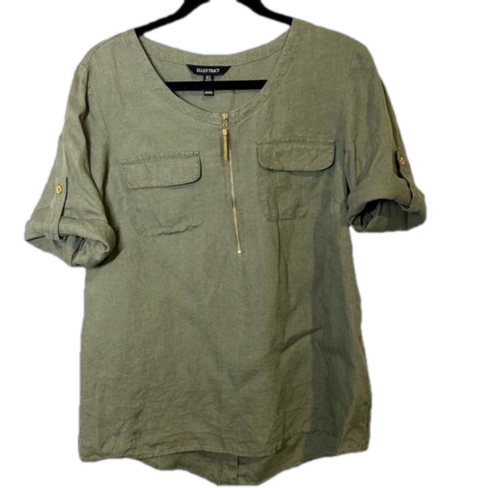 ELLEN TRACY Size M Linen Blouse